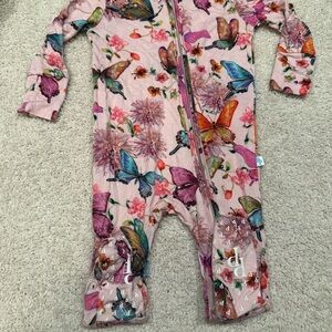 Posh Peanut Pink Floral Footies One Piece